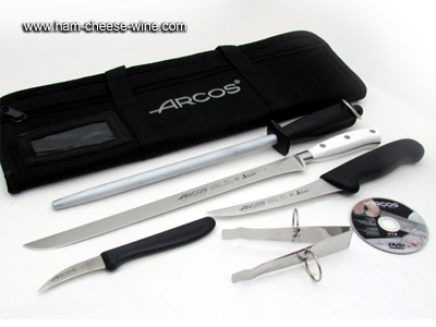 Kit Jamonero Multiposición y Cuchillo Jamonero de Acero Inoxidable - F