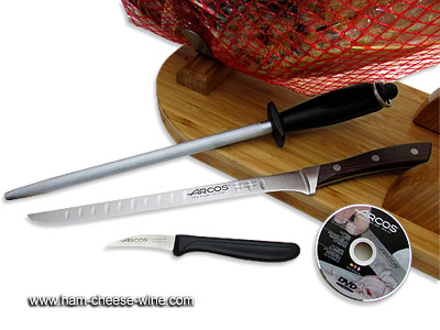 Ham Carving Knife with Honing Steel and Ham Cover, Professional Set for  Slicing Serrano, Ibérico Ham & Italian Prosciutto